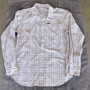 Columbia Beige and White Checkered Shirt